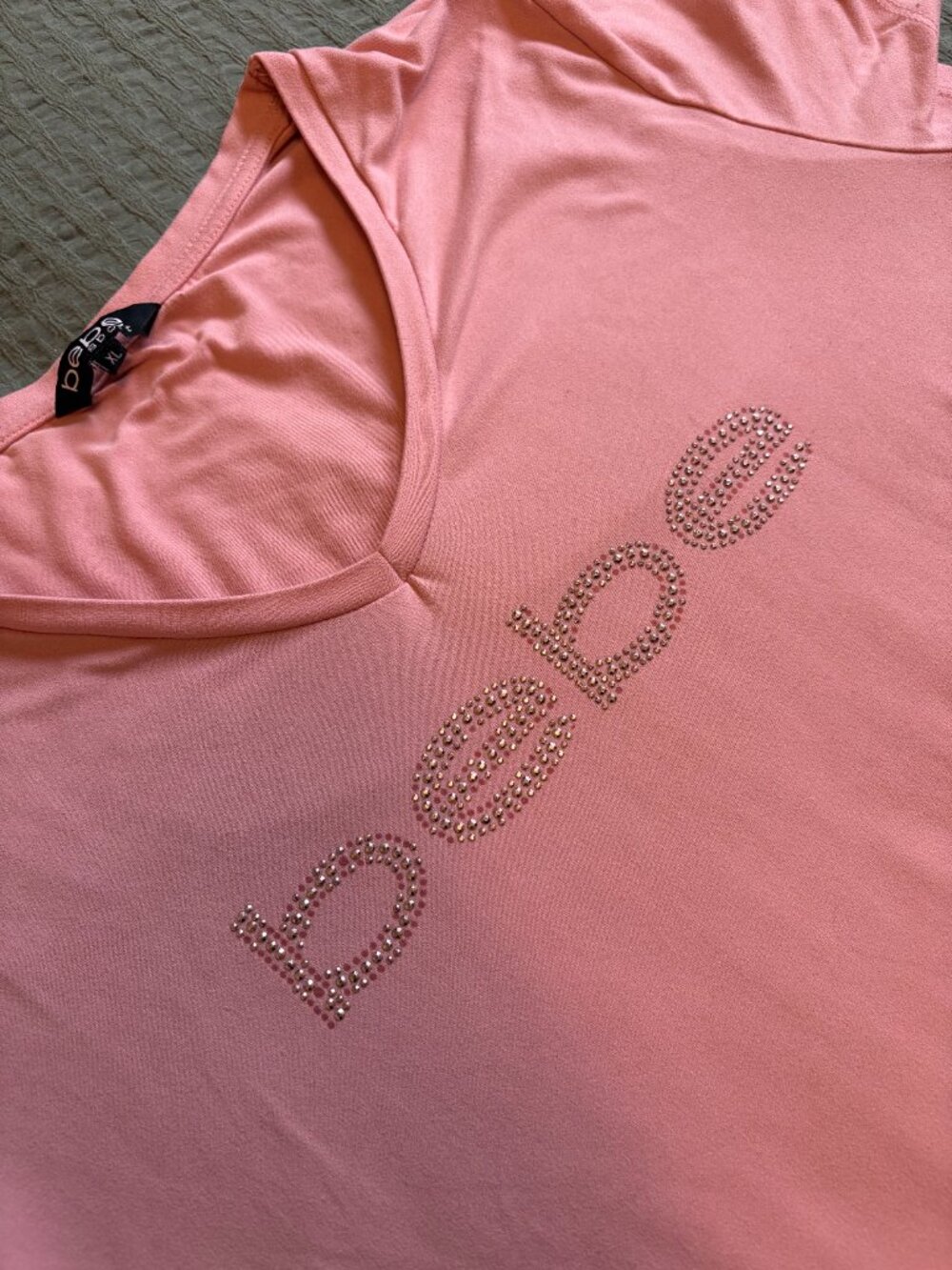 Bebe Pink Rhinestone Logo Top - Picture 2 of 2